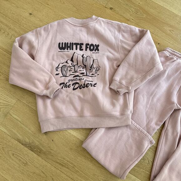 White Fox Sweatshirt and Joggers Greetings from the Desert Set in Blush Pink - Picture 3 of 8